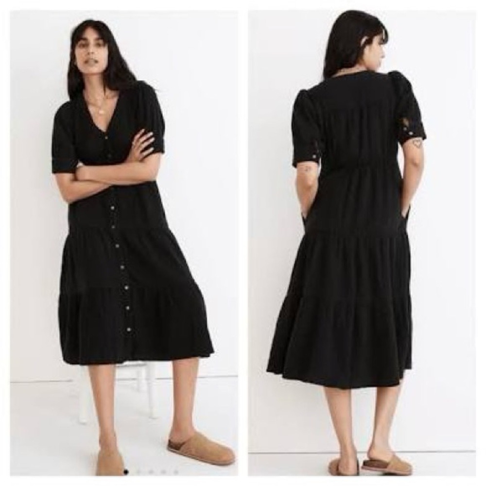 Madewell button-front tiered midi dress